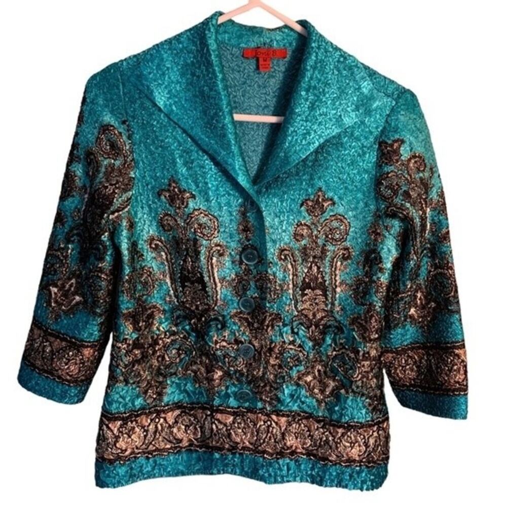 Joni B Textured Abstract Design Button Down Blous… - image 1